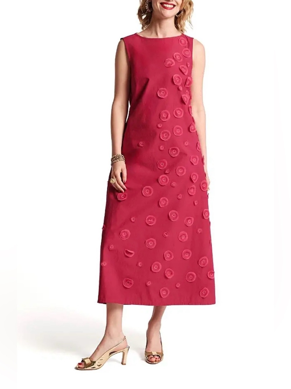 Frances Valentine Mirabelle Botanical Garden Cotton Maxi Dress XS Fuschia New!